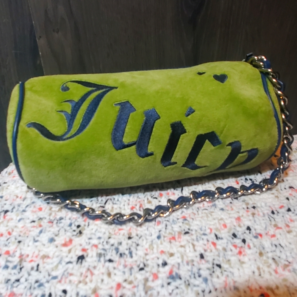 Y2k Juicy Couture Barrel Bag Lime Green Velour